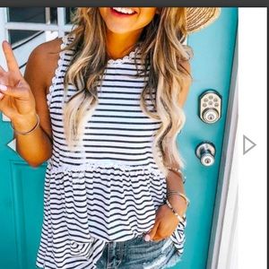 4th of July super cute tank striped navy & white